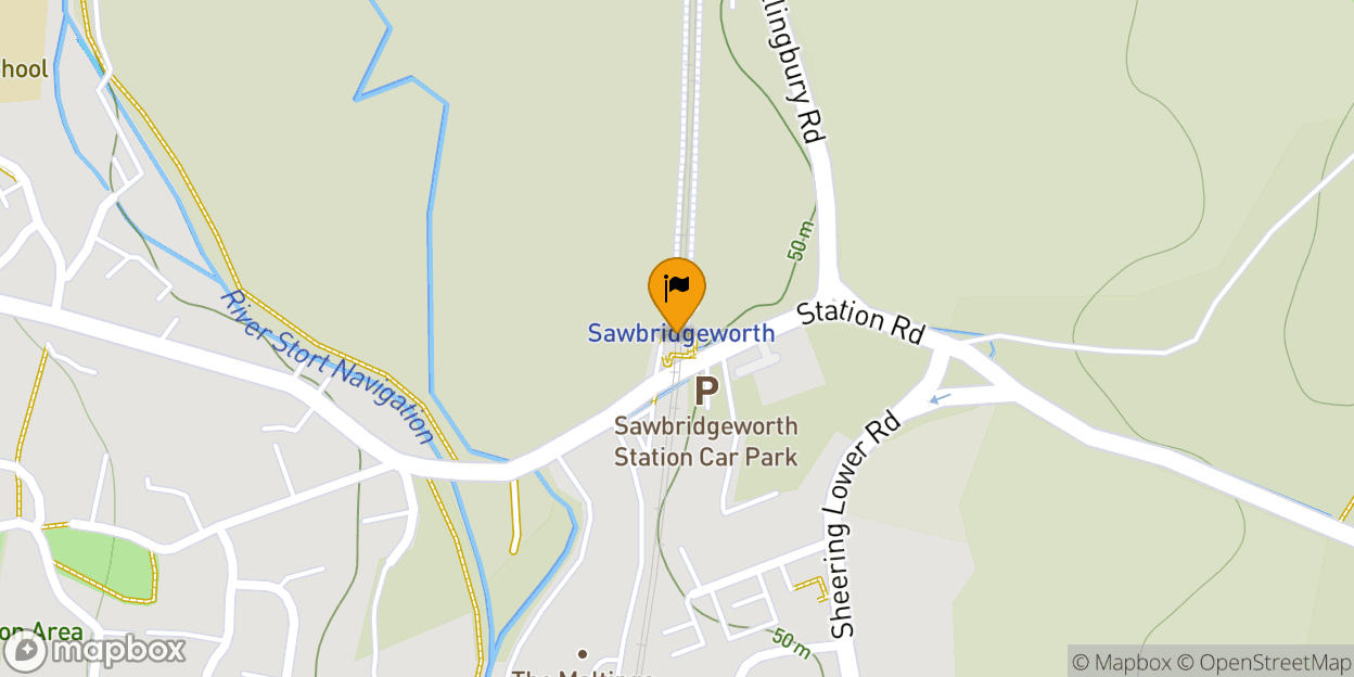 Map of Sawbridgeworth Railway Station (SAW)